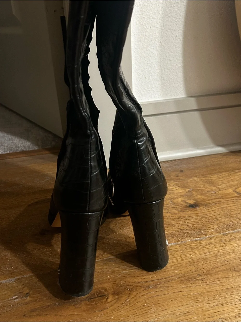 Circus by Sam Edelman Black Croc-Embossed Knee-High Women's Boots